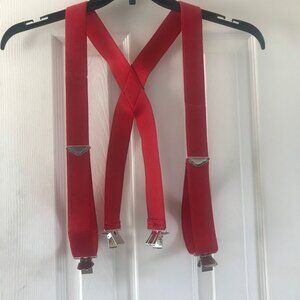 Vtg LEVI'S Red Stretchy Elastic Braces Suspenders Silver Tone Accents 2" Wide